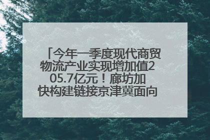 今年一季度现代商贸物流产业实现增加值205.7亿元！廊坊加快构建链接京津冀面向全世界的物流通道